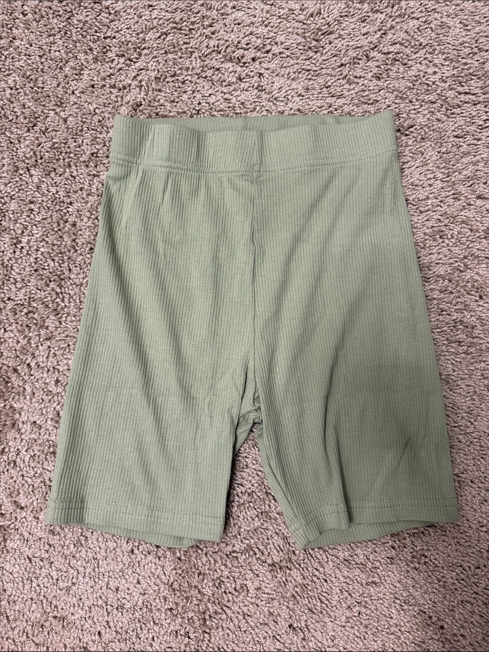 H&M Ribbed High-Waist Bike Shorts - Sage